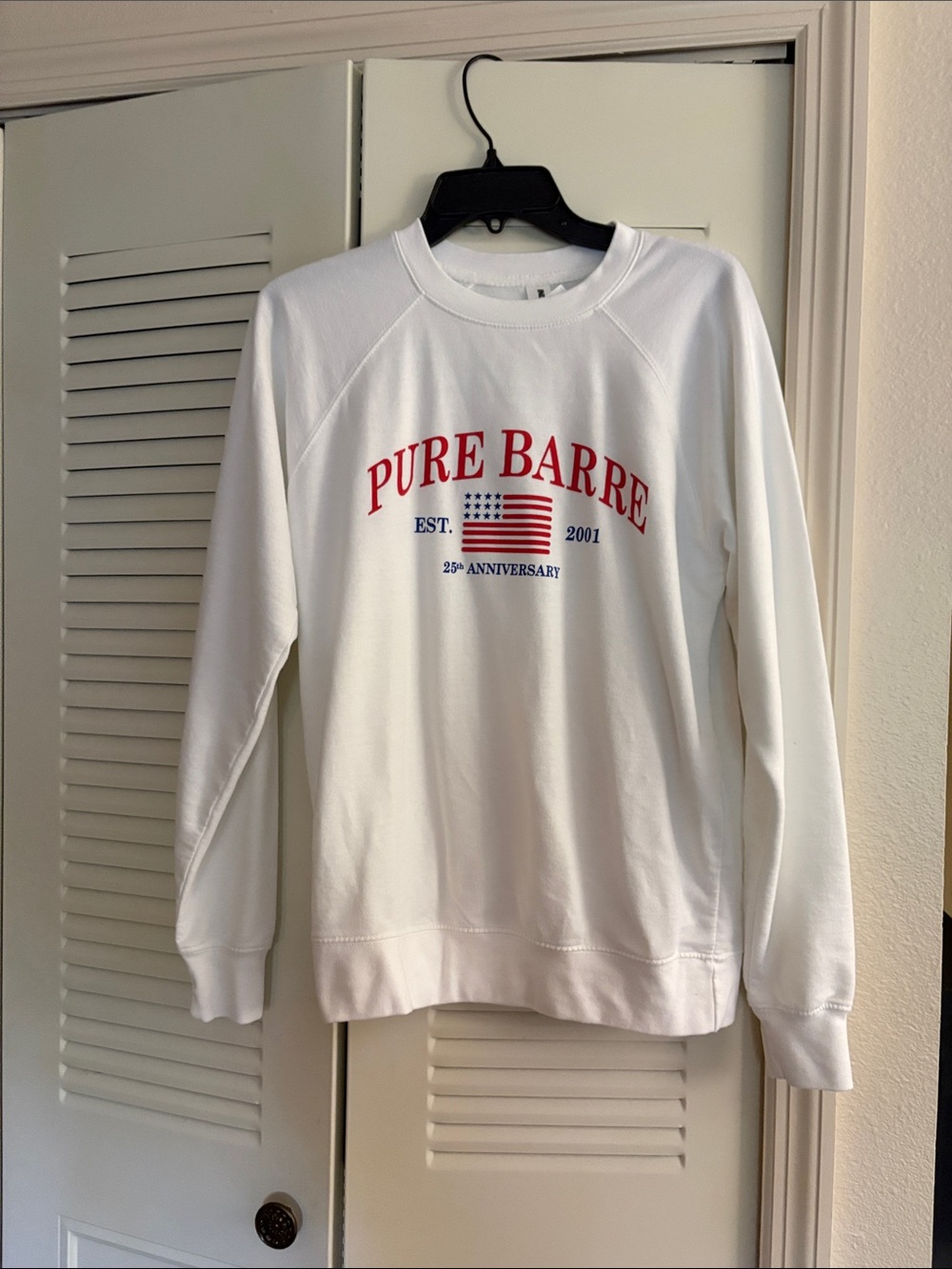 Pure Barre White Crewneck Sweatshirt with Red and Blue Logo